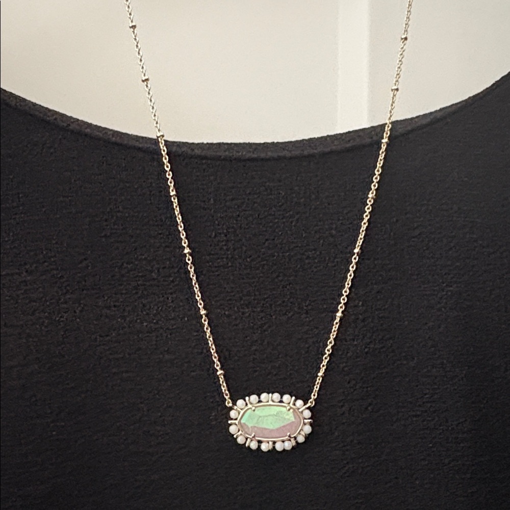 Lot of 2x EUC [Kendra Scott] Iridescent Frost Glass Lee Earrings/Elise Necklace - Picture 4 of 12